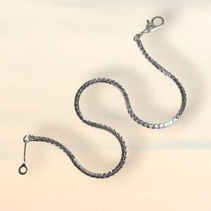 Vintage Monet Silver Herringbone Chain Bracelet 7" Classic Flat Link Smooth